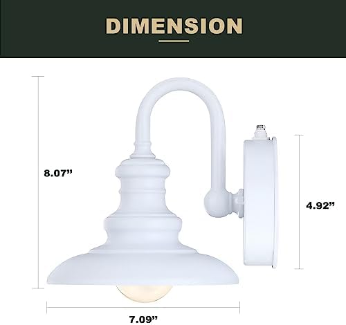 LONEDRUID Dusk to Dawn Sensor Outdoor Gooseneck Barn Light Fixture White