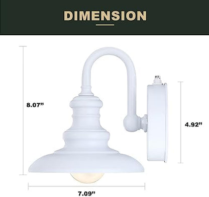 LONEDRUID Dusk to Dawn Sensor Outdoor Gooseneck Barn Light Fixture White
