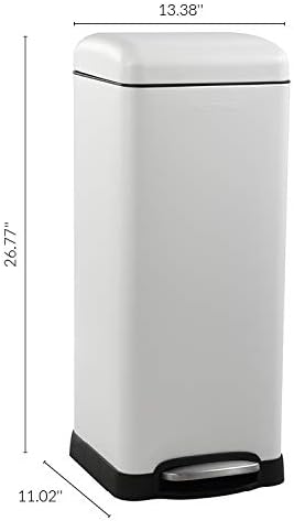 happimess HPM1007A Betty Retro 8-Gallon Step-Open Trash Can with Soft-Close Lid, Fingerprint Resistant, Modern, Minimalistic for Home, Kitchen, Laundry Room, Office, Bedroom, Bathroom, White