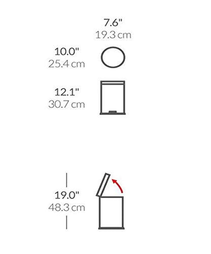 simplehuman 4.5 Liter / 1.2 Gallon Round Bathroom Step Trash Can, Brushed Stainless Steel, Pack of 6