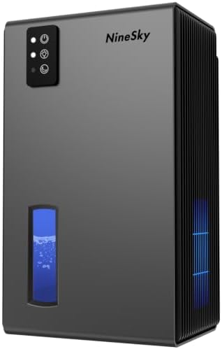 NineSky Dehumidifiers for Home, 1000 Sq.Ft Dehumidifier with 95oz Water Tank, Quiet Dehumidifier for Basement Bathroom Bedroom with 7-Color Ambient Light & Auto Shut Off, (Grey)