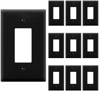 ENERLITES 1-Gang Black Oversize Decorator Switch Outlet Wall Plate, 10 Pack