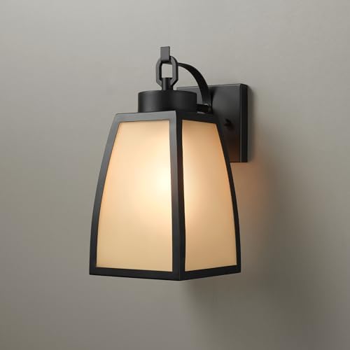 Globe Electric 60000166 1-Light Outdoor Wall Sconce, Matte Black, Frosted Glass