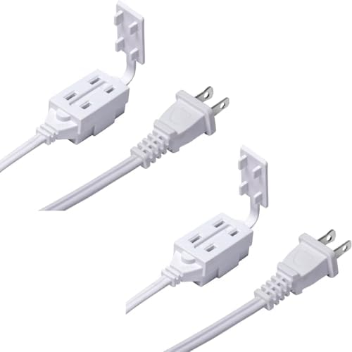 Newhouse Electric 6-Foot 2-Prong Indoor Outlet Extension Cord with Tamper Guard 2 Pack CTCORD3FT-WH, Slim Indoor Extension Cords and Cube Taps for Home and Apartments Essentials