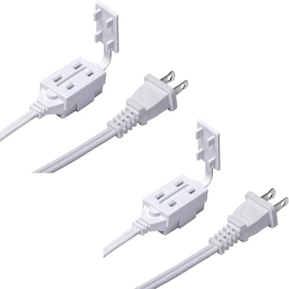 Newhouse Electric 6-Foot 2-Prong Indoor Outlet Extension Cord with Tamper Guard 2 Pack CTCORD3FT-WH, Slim Indoor Extension Cords and Cube Taps for Home and Apartments Essentials