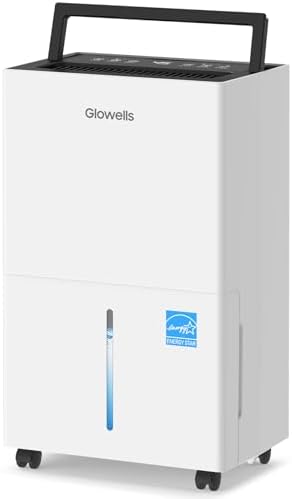 Glowells 4500 Sq.Ft Energy Star Dehumidifier for Basement with Drain Hose, 52 Pints Dehumidifiers for Home, Large Room, RV, Three Modes, Intelligent Humidistat, Quiet Smart Compressor, Auto Defrost