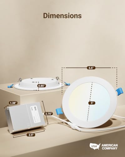 Sunco 12 Pack 6 Inch Slim LED Recessed Ceiling Lights, 5CCT, 14W, Dimmable