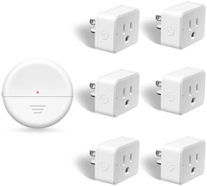 NineLeaf Motion Sensor Outlet, Wireless Motion Activated Plug with Timer & Light Sensor, 262 ft Range, 15A/1500W, Auto On/Off for Lights, Bathroom Fan, Garage, Hallway(1Sensor 6Plugs)