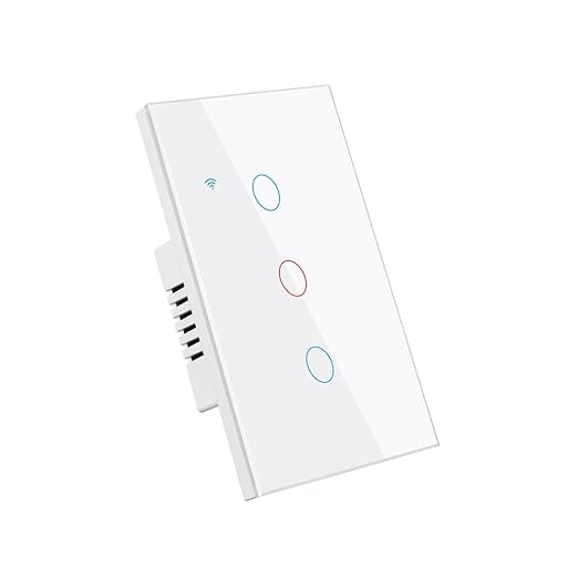 Smart Wi-Fi Light Switch, RF433, No Neutral Wire Required, Compatible with Alexa, Google Home, Smart Life App (3-Gang)
