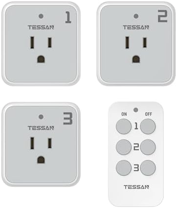 TESSAN Remote Control Outlet Plug, 1 Remote and 3 Outlets