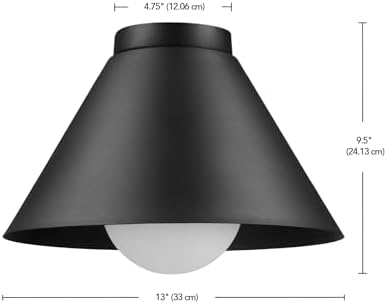 Globe Electric 60000163 1-Light Outdoor Flush Mount, Painted Black Sand Texture, Frosted Opal Glass Inner Shade