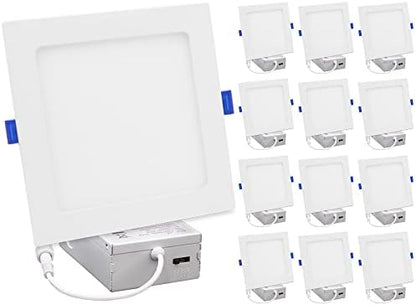 Maxxima 6" Slim Recessed LED Square Downlight 1000 Lumens, 5 CCT, 12 Pack