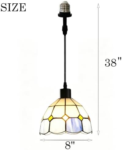 Screw-in Pendant Light Tiffany Style Stained Glass Hanging Lights,Recessed Light Conversion Kit with E26 Screw in Adapter for Dining Room,Bedroom,Living Room & Kitchen Island Lighting