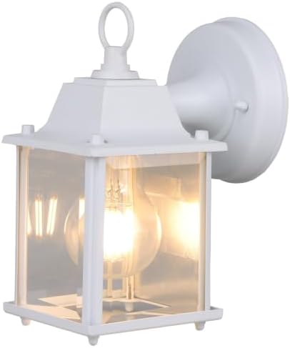Outdoor Porch Light for House E26 Aluminum Glass, White, 1 Pack