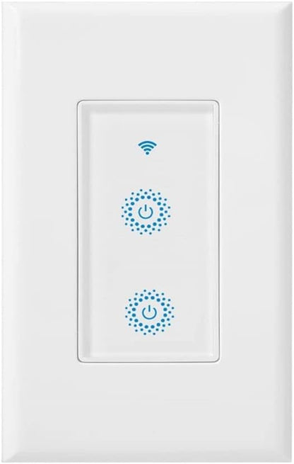 Nexete Smart Wi-Fi Double Light Switch, 2 in1 Single Pole Switch Compatible with Alexa Google Assistant & IFTTT,Remote Control, Timing Function No Hub Required (1-Pack Double)