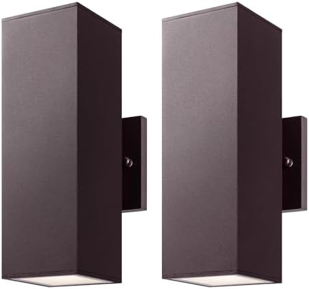 mirrea 12" Modern Outdoor Porch Light, 2 Lights, Oil Rubbed Bronze, 2 Pack