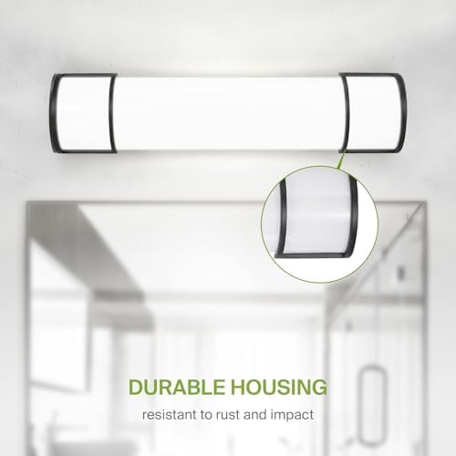 ASD LED 24" Vanity Flush Mount Light Fixture, Linear Bathroom Lighting Bar | 3CCT, Dimmable, Energy Star, ETL Listed | 25W 1950LM 3000-5000K 120V | Long Bath Wall Sconce Over Mirror | Black, 4 Pack