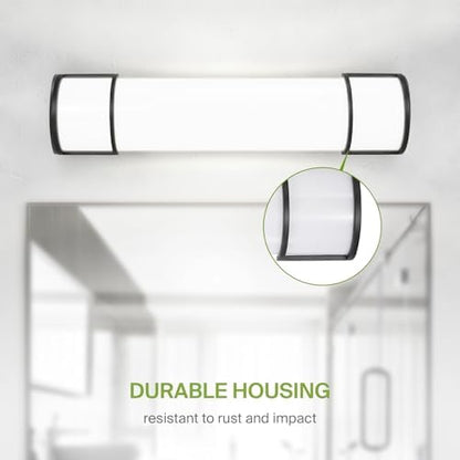 ASD LED 24" Vanity Flush Mount Light Fixture, Linear Bathroom Lighting Bar | 3CCT, Dimmable, Energy Star, ETL Listed | 25W 1950LM 3000-5000K 120V | Long Bath Wall Sconce Over Mirror | Black, 4 Pack