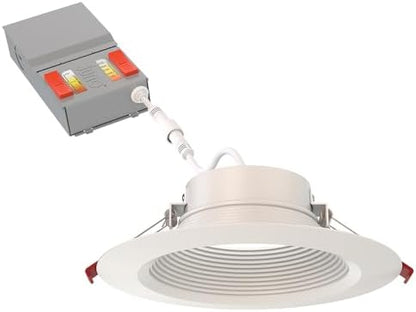 Juno 6" Canless Wafer LED Light, 5-in-1 CCT, Deep Regressed Baffle Trim 6Pk
