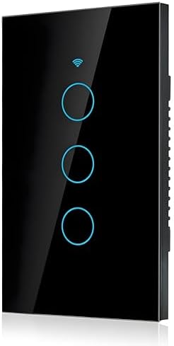 3-gang Smart Switch Wall Light Remote Control Voice Control Switch Single Circle for Home SIRI(US Black)
