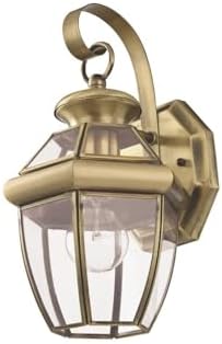 Livex Lighting 2051-01 Monterey 1 Light Outdoor Antique Brass Finish Solid Brass Wall Lantern with Clear Beveled Glass