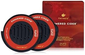 Thymes Pura Car Diffuser Refills – 2 Pack of Vehicle Air Fresheners – Air Freshener Car Accessories for Women & Men – Notes of Pressed Apple, Clove & Cardamom (Simmered Cider, Pack of 2)