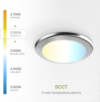 ASD 1 Pack Nickel LED Disk Lights 6 Inch, 5CCT Flush Mount Ceiling Light