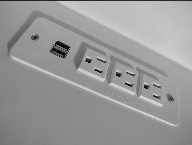 Conference Recessed Power Strip with USB Mountable Power Outlet Built in Desktop Workbench Drawer Cabinet 10'ft Heavy Duty Power Cord White