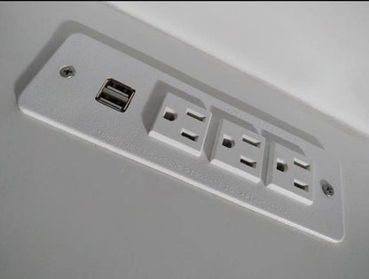 Conference Recessed Power Strip with USB Mountable Power Outlet Built in Desktop Workbench Drawer Cabinet 10'ft Heavy Duty Power Cord White