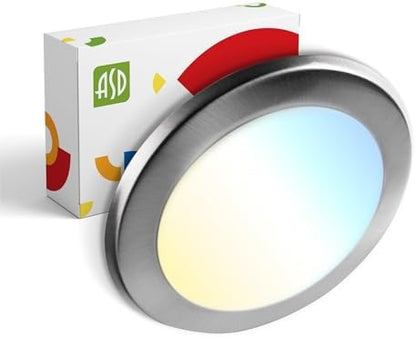 ASD 1 Pack Nickel LED Disk Lights 6 Inch, 5CCT Flush Mount Ceiling Light