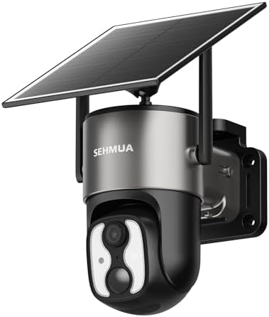SEHMUA 4G LTE Cellular Solar Security Camera Wireless Outdoor, Easy to Install with One-Press Quick Release Latch, 2K No WiFi Security Cam, Color Night Vision, PIR Alarm, IP65 Weatherproof