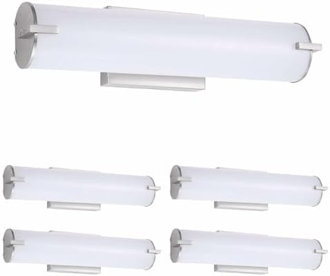 ASD LED 18" Vanity Wall Mount Light Fixture, Linear Bathroom Lighting Bar | 3CCT, Dimmable, Energy Star, ETL Listed | 20W 1500LM 3000-5000K 120V | Long Tube Bath Sconce Over Mirror | Nickel, 4 Pack