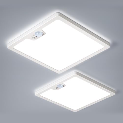 Annaror 2Pack 12in Motion Sensor Ceiling Light Wired with 3 Timer White