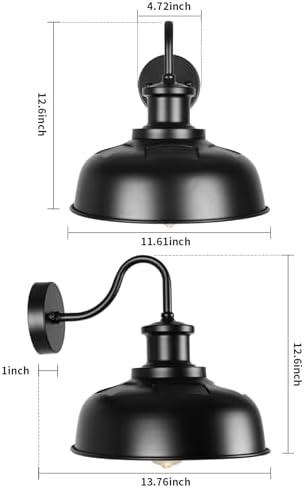 Solar Barn Light for Outside, Outdoor Wall Lights Solar Powered, Farmhouse Exterior Wall Sconce, Industrial Outside Lighting Fixture, Rustic Lantern Works with Gooseneck Barn Shed Garage Patio