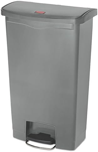 Rubbermaid Commercial Products-1883604 Streamline Slim Step-On Plastic Trash Garbage Can, 18 Gallon, Gray