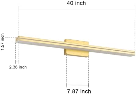 SineRise 40-Inch LED Modern Bathroom Vanity Light Bar, Gold Modern Acrylic Bathroom Wall Lighting Fixtures Over Mirror (Cool White 6000K)