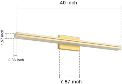 SineRise 40-Inch LED Modern Bathroom Vanity Light Bar, Gold Modern Acrylic Bathroom Wall Lighting Fixtures Over Mirror (Cool White 6000K)