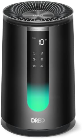 DREO Air Purifier 338 for Home, AHAM Verified HEPA Air Cleaner for Bedrooms Up to 1176 Sq Ft, Smart Cleaner for Pets, Smoke & Odors, PM2.5 Monitor, Aromatherapy, DR-HAP008, Dark Black