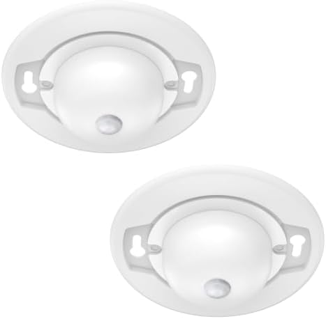 Energetic 4.7 Inch Motion Sensor Closet Ceiling Lights, LED Under Cabinet Lights Wired, Flush Mount Ceiling Lighting Fixtures for Bedroom, Kitchen, Hallway, Wet Location, 120V, 5000K, White, 2 Pack