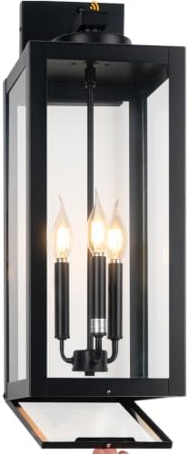 24" Extra Large Fully Enclosed Dusk to Dawn Outdoor Light Fixture 3-Light
