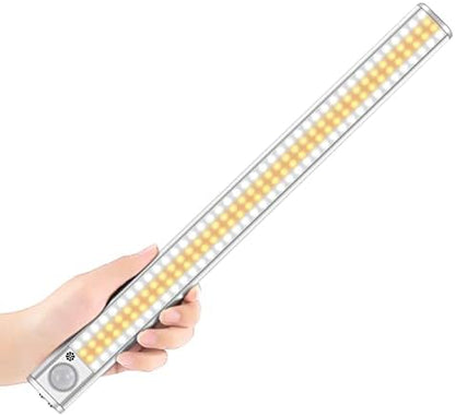 goodland 160 LED Closet Lights Motion Sensor Under Cabinet Lights Indoor Lighting 3000mAh Battery Powered Light Bar Dimmable Rechargeable Closet Light for Kitchen, Wardrobe, Stairs(1 Pack)