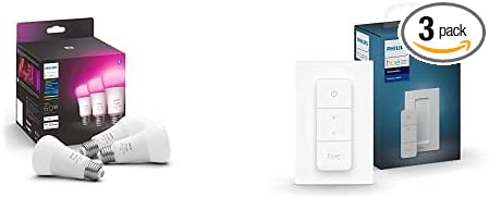 Philips Hue Smart Lighting Bundle with Color Bulbs and Dimmer Switch (60W)