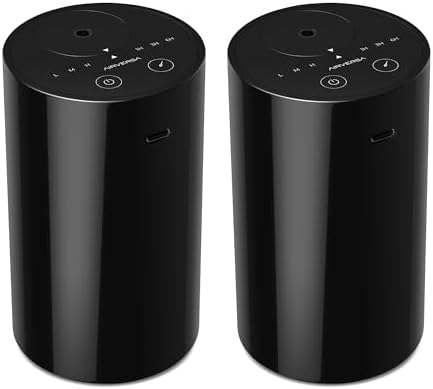 Airversa 2 Pack AN8 Waterless Diffuser for Essential Oil, Black + Black