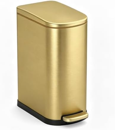 SYNCVIBE Bathroom Trash Can with Soft Close Lid 3.5 Gallon Gold