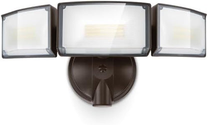 LUTEC 75W 8000 Lumen Floods Light Outdoor, Switch Controlled LED Security Lights with 3 Adjustable Heads, 5000K Daylight, IP65 Waterproof Exterior Flood Light for Outside Garage, Yard, Patio-Brown