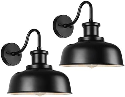 Solar Barn Lights for Outside, Outdoor Wall Lights Solar Powered, Farmhouse Exterior Wall Sconces, Industrial Exterior Lighting Fixture, Rustic Lantern for Garage, Barn, Shed,RZSR007-2