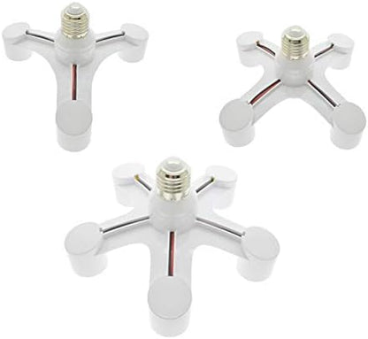 Lamp Bases 5 in 1 E27 to E27 Base Socket Splitter E27 Lamp Head connector LED Light Lamp Bulb Adapter Holder smart Lighting Accessories - (Color: 3 IN 1; Base Type: E27)