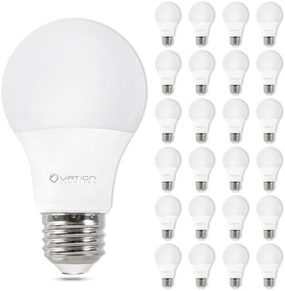 VATION LIGHTING 24 Pack A19 LED Light Bulb Daylight 5000K LED Bulbs, 60 Watt Equivalent, Efficient 8.5 Watt, 800 Lumens, E26 Medium Base, Non-Dimmable, ETL/UL Listed