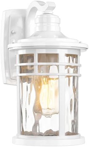 Darkaway Outdoor Wall Light Fixture,14.57inch Large Outside Porch Lights Wall Mounted Water Ripple Glass Exterior Waterproof Lantern Modern Wall Sconce Lighting for Front Door Yard Patio