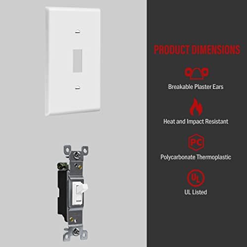 ENERLITES 10 Pack Toggle Light Switch with Wall Plate, Single Pole, White